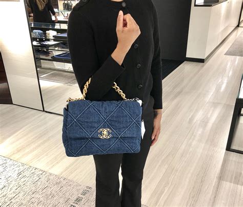 chanel 19 denim bag|chanel denim shopping bag.